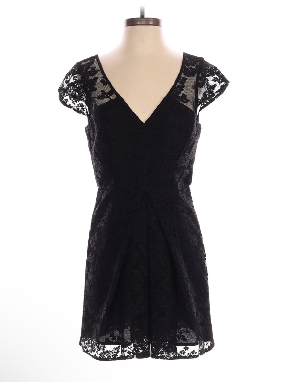 BCBGeneration Black Lace V-Neck Cap Sleeve romper